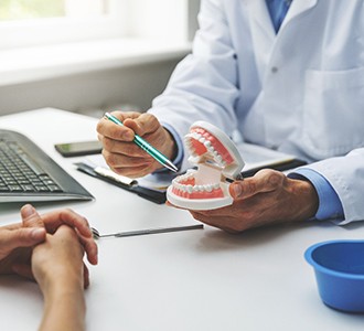 dentist having dental implant consultation 