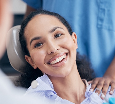 Patient in Fort Valley talking to dentist at dental checkup